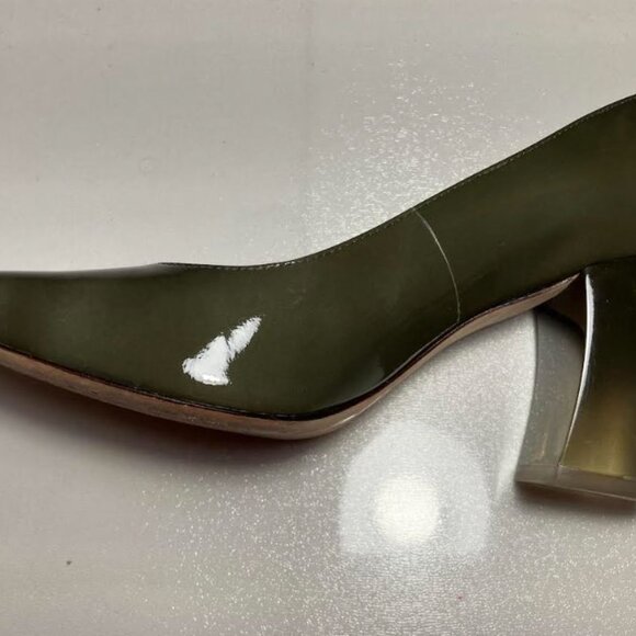 Tory Burch Banana Heel Shoes in Moss with Glassy Block Heels, Square Toes  7 EUC - Picture 12 of 12